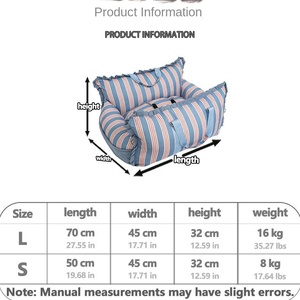 Großhandel Tragbares Wasserdichtes Hundebett Autositz-Kissen für Katzen und Hunde Transport Abnehmbares Gestreiftes Reisebett - Product Image 4