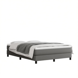 Base de Cama Queen Tapizada en Tela Gris Oscuro, Diseño Moderno y Suave, Construcción Duradera de Madera Contrachapada y Madera de Ingeniería - Product Image 1