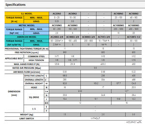 ประแจแรงบิดไฟฟ้า TOHNICHI ผลิตในญี่ปุ่น รุ่น AC25N3, AC50N3, AC100N3, AC180N3, AC250M3, AC500M3, AC1000M3, AC1800M3 รุ่น AC25N3 TOHNICHI - Product Image 2