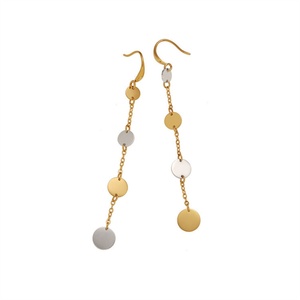 Pendientes de Cadena con Borlas y Dijes Redondos de Acero Inoxidable Chapado en Oro, Estilo Vintage, para Mujer, Aniversario - Product Image 1