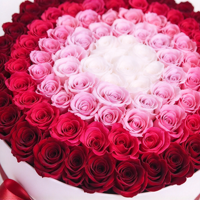 Kotak Bunga Mawar Awet Alami - Hadiah Hari Valentine Ukuran Dapat Disesuaikan Tahan Lama 3-5 Tahun Buatan Tangan Bentuk Bulat