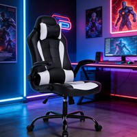 Chaise de bureau ergonomique avec support de posture, siège confortable de qualité supérieure, design racing en cuir durable, pour le travail, le streaming et le gaming, avec base stable