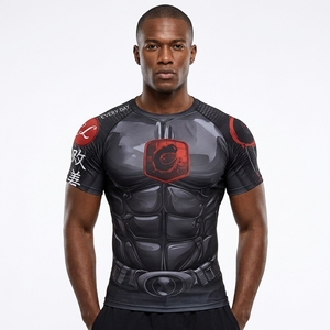 T-Shirt Slim Fit <span class=keywords><strong>da</strong></span> Uomo con Stampa Digitale Anime <span class=keywords><strong>Goku</strong></span> Vegeta, Tessuto in Spandex/Poliestere, Anti-Pilling, Asciugatura Rapida - Product Image 1