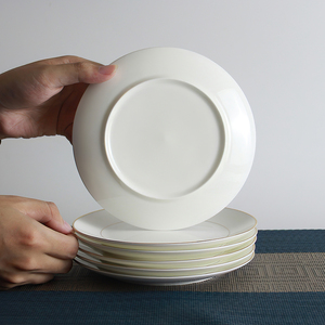 Assiettes plates blanches en gros avec bordure dorée, vaisselle en porcelaine fine (42 %),assiettes de présentation pour mariage - Product Image 5
