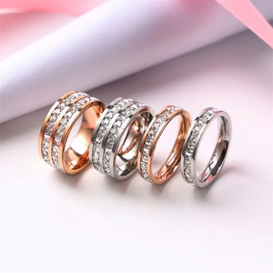 Trendy Popular <b>Ring</b> Stainless Steel Gold Plated Diamond <b>Couple</b> <b>Ring</b> Jewelry - Product Image 1