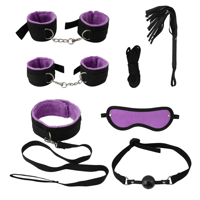 Mira itoy 7 pçs/set bdsm bondage, conjunto de contenção, braçadeiras, corda de chicote mordaça sm, brinquedos sexuais eróticos, escravidão