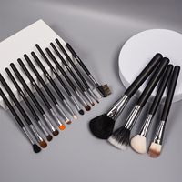 Ensemble de pinceaux de maquillage professionnels Dongmei en poils de chèvre, 16 pièces, manche en bois, pour les sourcils et le maquillage des yeux - Étiquette privée OEM personnalisée