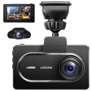 AZDOME M27 Kamera Dash Lensa Ganda, Kamera Hd Dvr Mobil Perekam Pengemudi 1080P + 1080P Wifi Bawaan Penglihatan Malam