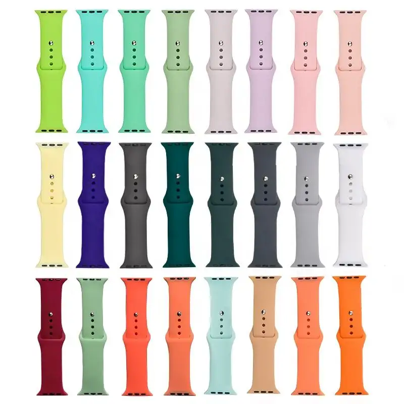 2023 Fashion Hot Sale Silicone Rubber Wrist Watch Sport Band For Apple Watch Series 3 4 5 6 7 8 SE for 20mm Apple Smart Watch