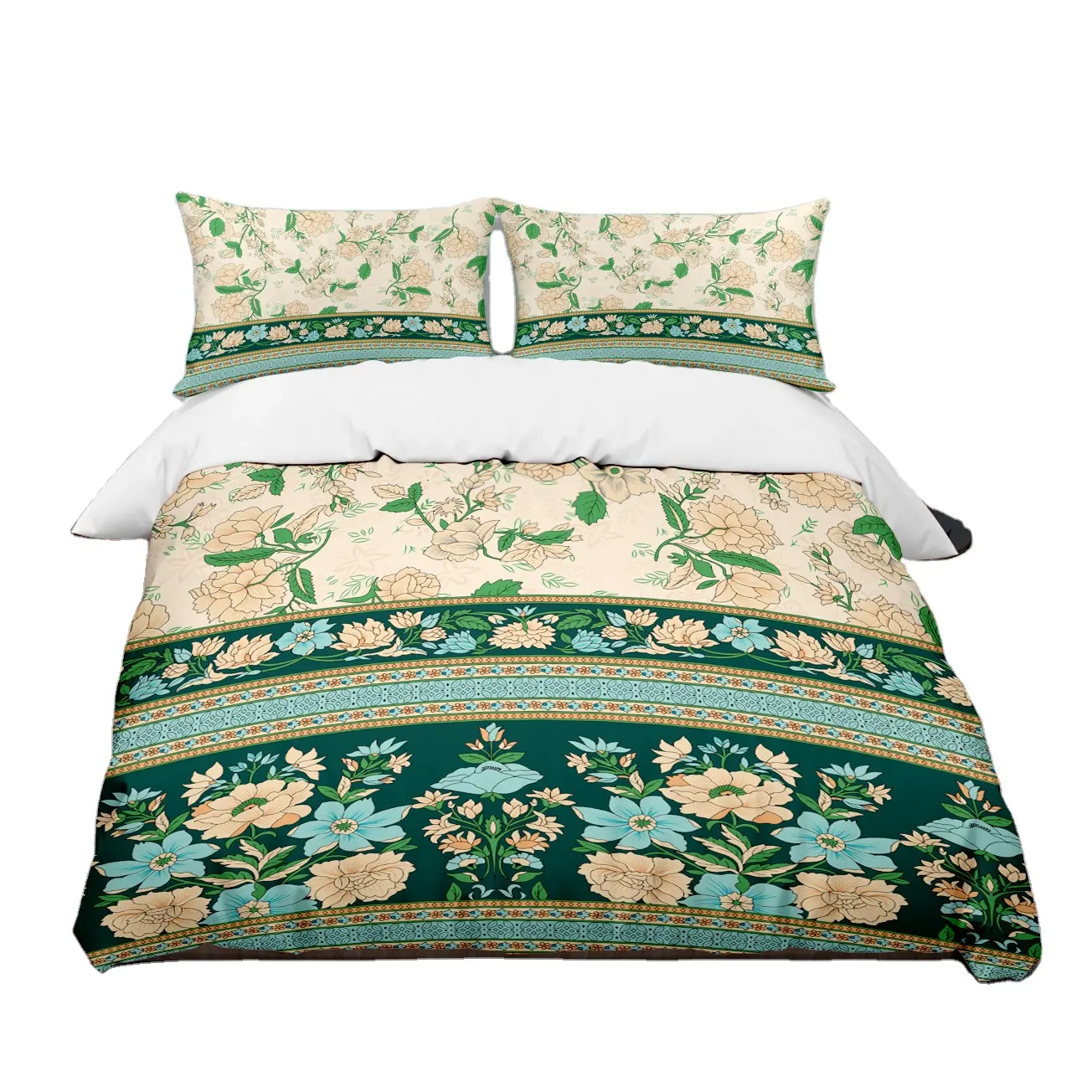 Logotipo da cama de quatro peças conjunto com edredom e combinar cortinas designer de consolador folha de cama toalhas de conjuntos com consolador lençol
