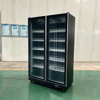 Réfrigérateur commercial haut de gamme à double porte, à refroidissement par air, écologique, pour boissons, avec étagères réglables, pour vin et bière