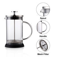 Cafetière à piston SEECIN en acier inoxydable 350 ml, cafetière professionnelle en verre borosilicate résistant à la chaleur