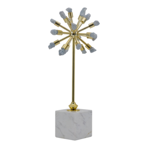 Sculpture décorative en marbre en forme d'étoile avec finition dorée et accents en pierre pour la décoration de la maison, du bureau, ou comme ornement de table basse - Product Image 2