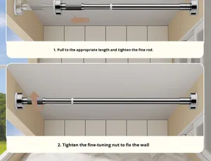 Tringle à rideau de douche pour vêtements, sans perçage, extensible, sans dommage pour les murs, rétractable, ventouse télescopique, séchoir - Product Image 6