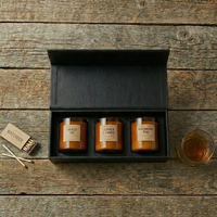 Coffret de luxe personnalisé pour trois bougies, boîte magnétique noire recyclable, coffret découverte de parfums pour voiture, emballage design ISO9001