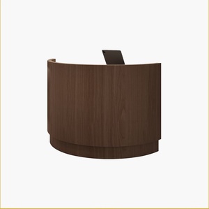 Arc-shaped small bar counter clothing store, antique wood-patterned front desk reception counter, small restaurant cash register - Product Image 1