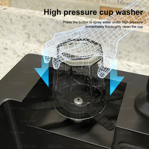 Fregadero de acero inoxidable de cocina multifuncional moderno negro 7546 con purificador de agua de <span class=keywords><strong>doble</strong></span> <span class=keywords><strong>grifo</strong></span> y arandela de taza para hotel - Product Image 6