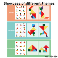 Puzzle Geometri Tangram Anak-anak, Blok Bangunan Bentuk Kreatif 3D, Mainan Edukatif Prasekolah dan Aktivitas untuk Belajar