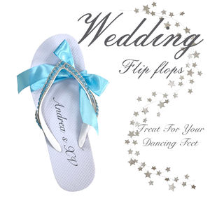 Wholesale Custom Logo Bulk Wedding Flip Flops With Rhinestones Wedding Flip Flop For Guests - Product Image 1