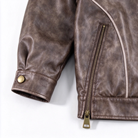 Blouson Bomber en Cuir Vintage Oversize pour Homme, Style Moto Décontracté, Manteau d'Hiver Brodé à Pois, Impression Personnalisée