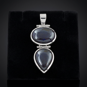 Pendentif classique en argent 925 plaqué argent avec onyx en forme de goutte d'eau, serti dans un cadre, unisexe, pour un usage quotidien - Product Image 3