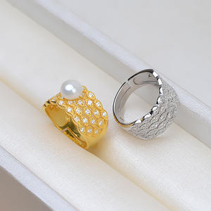 Anillo Abierto de Plata S925 para Mujer, Ajustable, con Incrustaciones de Perlas, Anillo de Dedo Antideslustre, Juego de Accesorios de Joyería 5-6, Talla Única - Product Image 4