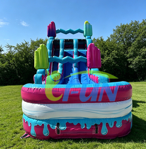 Tobogán Acuático Inflable de Doble Carril con Temática de Helados y Dulces, Tobogán Inflable con Piscina Larga para Eventos al Aire Libre en Alquiler - Product Image 3