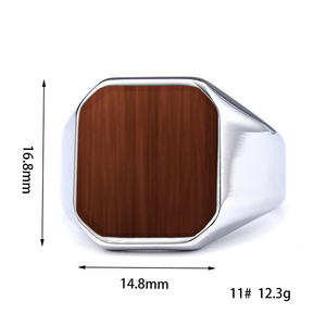 Fatingna 18 Karat vergoldeter Edelstahl Herren Siegelringe Schwarzer Onyx mit Achat stein für Hochzeits-Verlobung und Jubiläum - Product Image 2