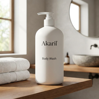 Gel douche hydratant et éclaircissant Akaril avec acide hyaluronique 500 ml pour le nettoyage quotidien du corps
