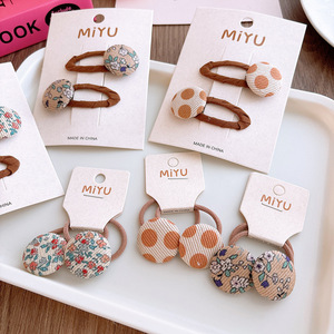 Horquilla de botón Floral de estilo coreano, cuerda para el cabello, tela dulce marrón leche, pinzas para el cabello para niñas, accesorios elegantes para el cabello para bebés y niños - Product Image 1