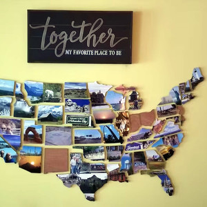 Souvenirs d'anniversaire découpés au laser <span class=keywords><strong>Carte</strong></span> de voyage <span class=keywords><strong>USA</strong></span> Art mural en bois <span class=keywords><strong>Carte</strong></span> photo des États-Unis pour les voyages d'aventure - Product Image 2