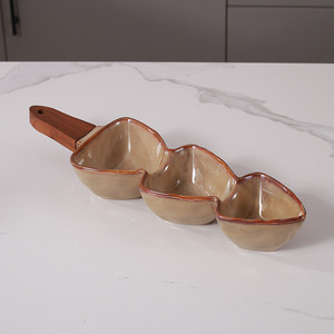 İskandinav Minimalist tasarım yaratıcı bambu kolu porselen kase servis tabağı mikrodalga güvenli ticari kullanım kurutulmuş meyve tabağı - Product Image 6