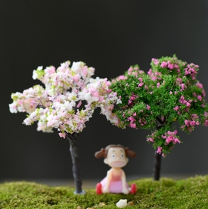 Musgo hecho a mano Paisajismo Decoración Flor Micro-Paisaje Adornos Plástico Pequeño Árbol artificial Flores de cerezo - Product Image 5