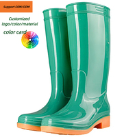 Vente en gros de chaussures de sécurité de travail unisexes pour hommes et femmes bottes de pluie en PVC bottes de pluie Wellington, OEM
