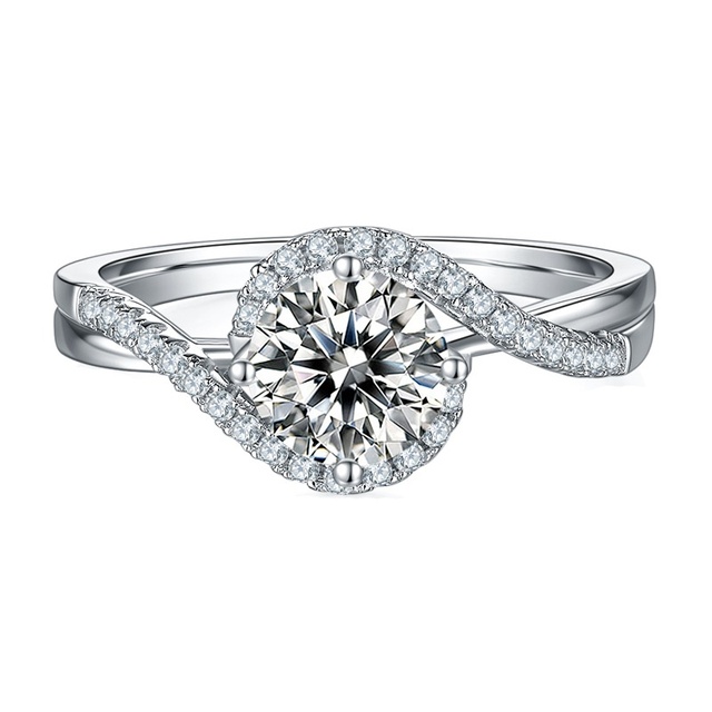 Luxury 1 Ct D Color VVS Moissanite Diamond Ring for Women Exquisite Starry Sky Twist Arm S925 Silver Angel Eye Ring