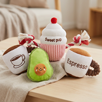 Jouets en peluche personnalisés pour chiens, design gâteau au café et beignet, avec couineur