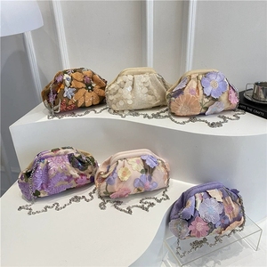 Women's Classic Elegant Casual Fashion Floral Pattern <strong>Sparkling</strong> Sequins Evening Clutch <strong>Bag</strong> with Chain Strap - Product Image 6