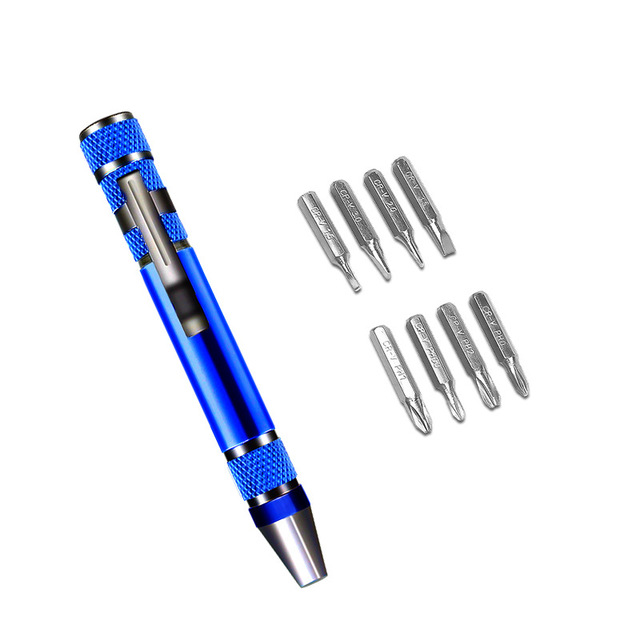 8 in 1 Multi-function Screwdriver Pen Mini Small Pocket Screwdriver Set with 8 Screwdriver Bits