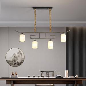 Lámpara de Techo Moderna de Estilo Chino, Totalmente en Cobre, Altura Ajustable, Diseño Largo y Estrecho, Estética Zen, para Salas de Exhibición, Salones de Té, Estudios - Product Image 6