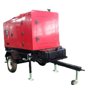 Mobile trailer type diesel power generator by Cummins 50kw to 100kw with wheels and canopy for sale