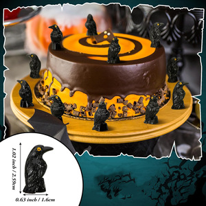 Set de Adornos de Resina Negros de Cuervos de Halloween, Hechos a Mano, Artísticos, Pintados a Mano, Pequeños, Decoración Temática de Animales - Product Image 2