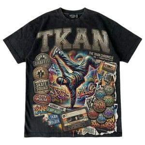 Camiseta Oversize Vintage con Lavado Ácido Personalizada, Precio Bajo, para Hombre, Estilo Y2K, Streetwear, Hip Hop, Estampado Gráfico, 100% Algodón Pesado - Product Image 1