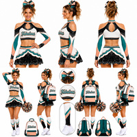 Seragam Cheerleading Sublimasi Kustom Lengan Panjang Bahan Spandex Bernapas untuk Kompetisi Tim All Star