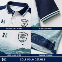 Polo de golf personnalisé par sublimation, commande urgente en 7 jours, pour événements de golf d'entreprise