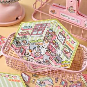 3 unids/pack 2.5D paisaje pegatinas deliciosa <span class=keywords><strong>calle</strong></span> esquina serie Linda pequeña casa Diy escena decoración Material pegatinas - Product Image 4