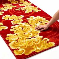 Alfombra de Nylon Roja Dorada con Diseño de Nubes Auspiciosas Chinas, Alfombra Comercial para Salones de Banquetes, Vestíbulos de Hoteles y Proyectos