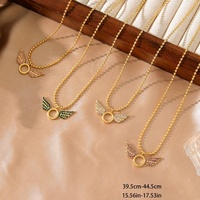 Collar de Acero Inoxidable con Colgante de Ángel Pequeño y Diamantes, Cadena de Cuentas de Oro de 18k, Joyería Fresca y Dulce que No se Destiñe para Mujer
