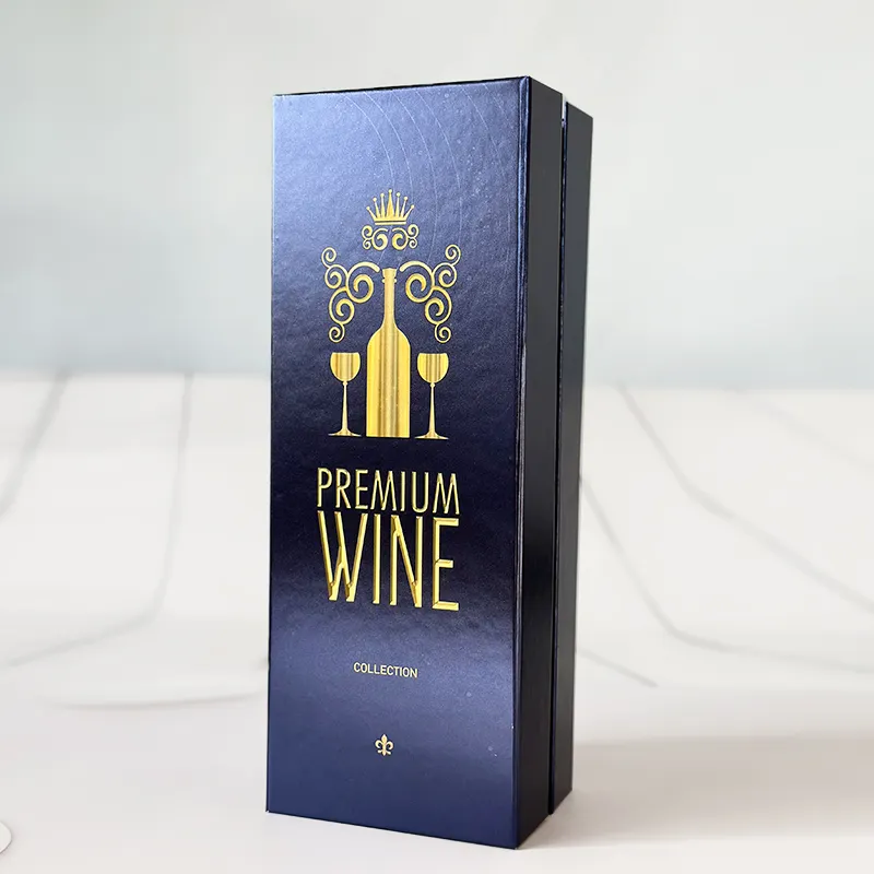 custom luxury corrugated folding magnetic cardboard glass bottle packaging opener set gift wood wine box