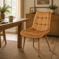 Chaise de cuisine rembourrée en tissu velours, siège rembourré doux, pieds en tube de fer robustes, ensemble de chaises de salle à manger, meubles modernes pour la maison