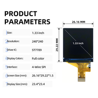 Layar TFT Penuh Warna Persegi 1,33 Inci, IC Driver ST7789, Resolusi Tinggi 240*240, Konektor 12-Pin